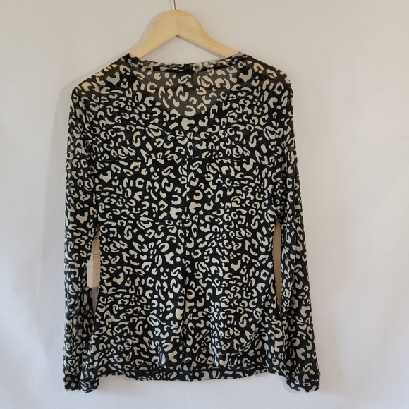 NEW Cabi Black White Skin Print Sweatheart Top M Y2K Whimsygoth Fairy Long Sleev - Picture 2 of 11